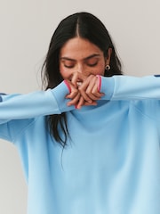 Little Bird by Jools Oliver Pale Blue Oversized Crew Neck Sweatshirt - Image 3 of 6