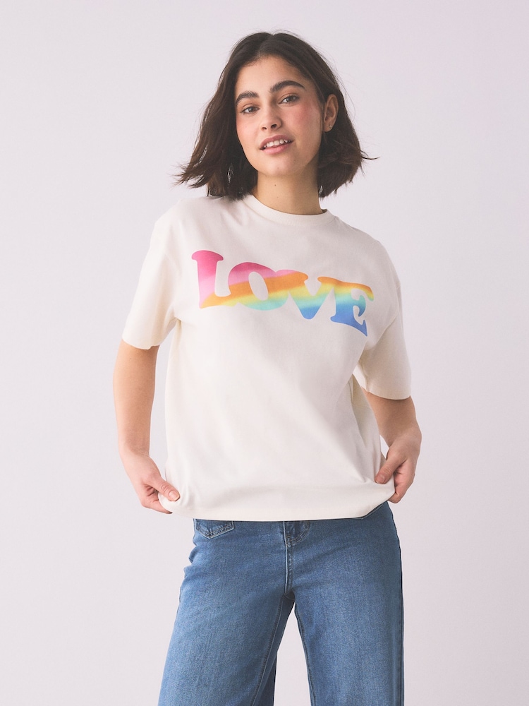 Little Bird by Jools Oliver Cream Love Short Sleeve Slogan T-Shirt - Image 1 of 7 Little Bird by Jools Oliver Cream Love Short Sleeve Slogan T-Shirt - Image 1 of 7