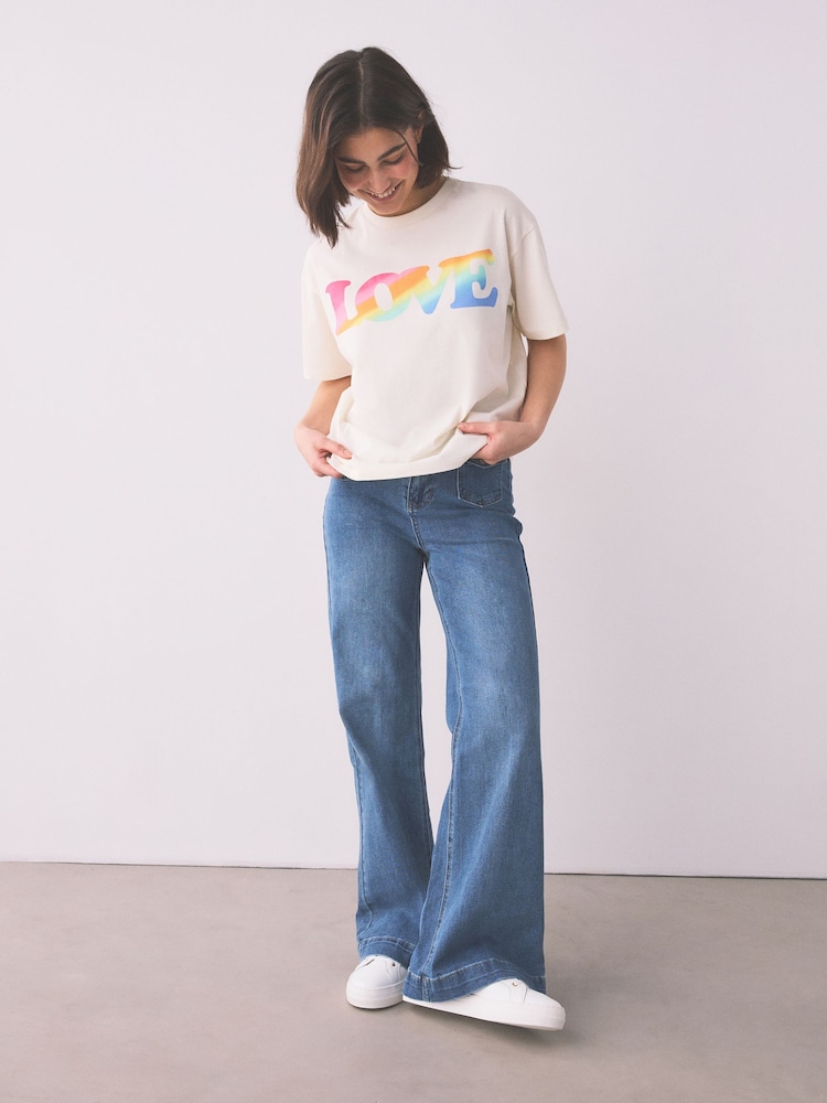 Little Bird by Jools Oliver Cream Love Short Sleeve Slogan T-Shirt - Image 2 of 7 Little Bird by Jools Oliver Cream Love Short Sleeve Slogan T-Shirt - Image 2 of 7