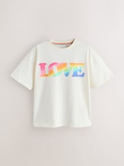 Little Bird by Jools Oliver Cream Love Short Sleeve Slogan T-Shirt - Image 7 of 7