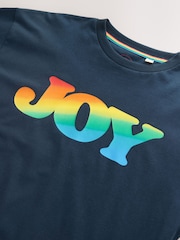 Little Bird by Jools Oliver Navy Happy Short Sleeve Slogan T-Shirt - Image 6 of 7