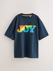 Little Bird by Jools Oliver Navy Happy Short Sleeve Slogan T-Shirt - Image 7 of 7