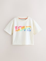 Little Bird by Jools Oliver Cream Love Short Sleeve Jersey Slogan T-Shirt - Image 1 of 4