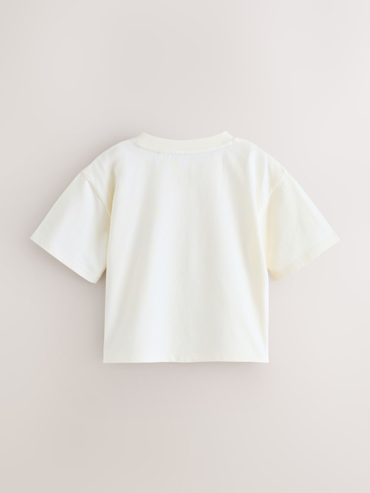Little Bird by Jools Oliver Cream Love Short Sleeve Jersey Slogan T-Shirt - Image 2 of 4