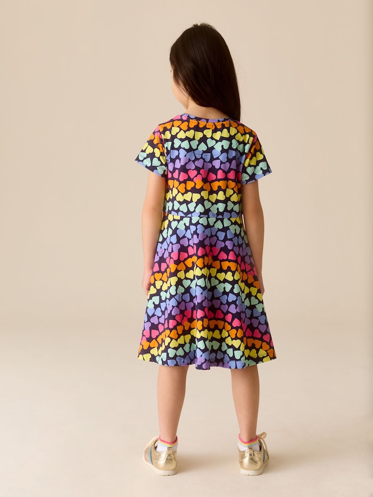 Buy Little Bird by Jools Oliver Rainbow Hearts Short Sleeve Jersey Skater  Dress from Next USA