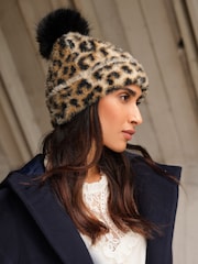 Love & Roses Leopard Print Cosy Pom Hat - Image 2 of 5