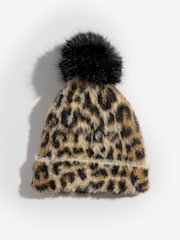Love & Roses Leopard Print Cosy Pom Hat - Image 3 of 5