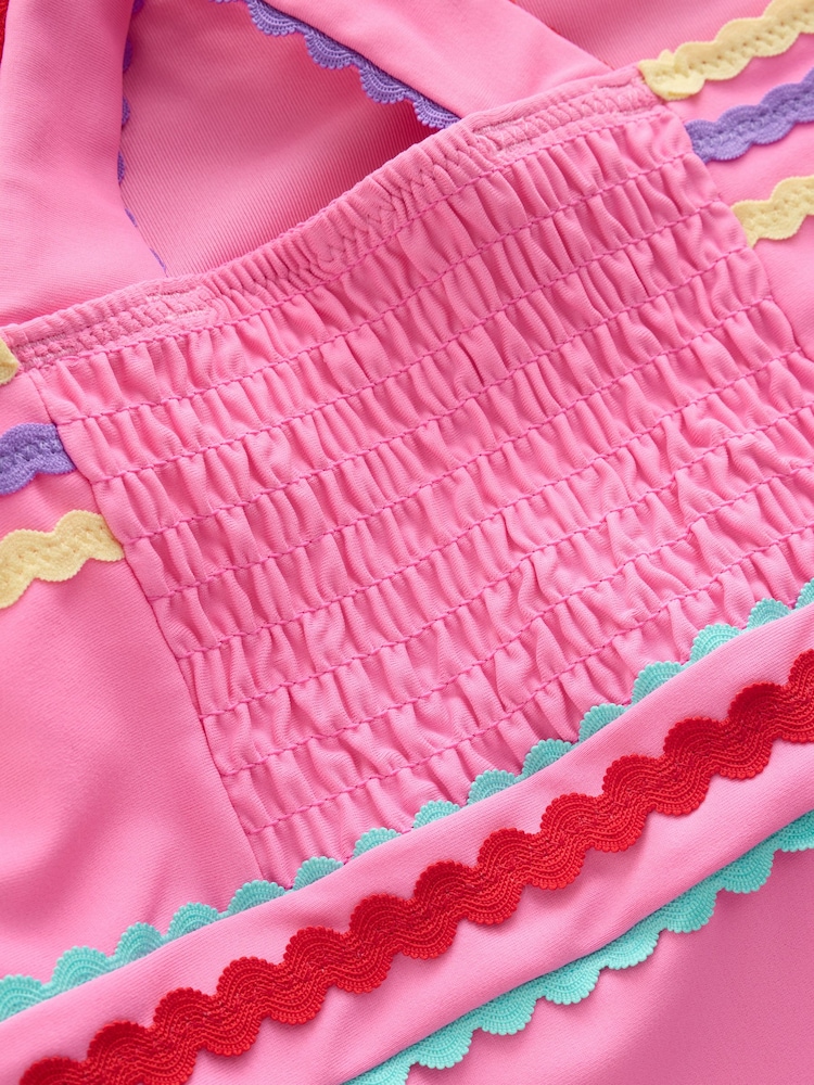 Little Bird by Jools Oliver Pink Ric Rac Cross Back Swimsuit - Image 5 of 5