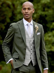 Skopes Green Tailored Fit Single Valetta Breasted Check Waistcoat - Image 3 of 5