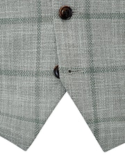 Skopes Green Tailored Fit Single Valetta Breasted Check Waistcoat - Image 5 of 5