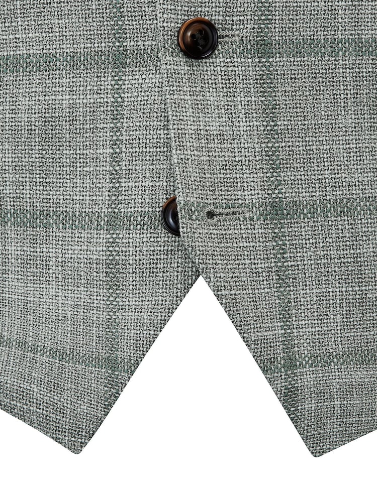 Skopes Green Tailored Fit Single Valetta Breasted Check Waistcoat - Image 5 of 5