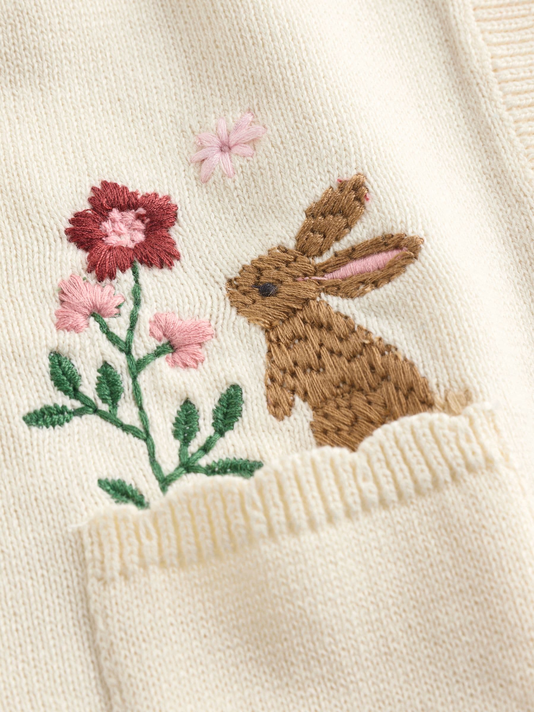 Next：日本 ナチュラル 刺繍入り - ベビー バニー カーディガン（0ヶ月