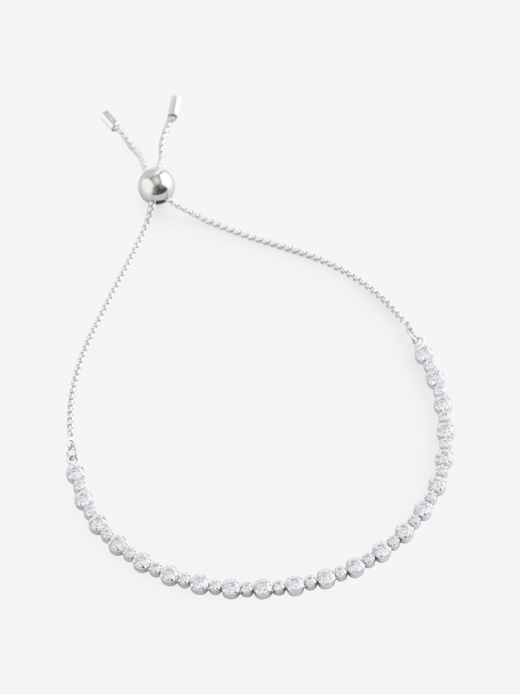 Swarovski Silver Matrix Tennis Bracelet with Mixed Round Cuts Rhodium Plated - Image 1 of 6 Swarovski Silver Matrix Tennis Bracelet with Mixed Round Cuts Rhodium Plated - Image 1 of 6