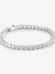 Blanco de Chrome - Swarovski Matrix Tennis Bracelet with Round Cut Gold Tone Plated - Imagen 1 de 1