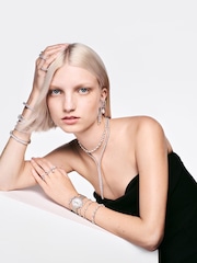 Білий хром - Swarovski Matrix Tennis Bracelet with Round Cut Gold Tone Plated - Image 4 of 10