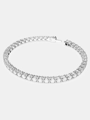 Білий хром - Swarovski Matrix Tennis Bracelet with Round Cut Gold Tone Plated - Image 8 of 10