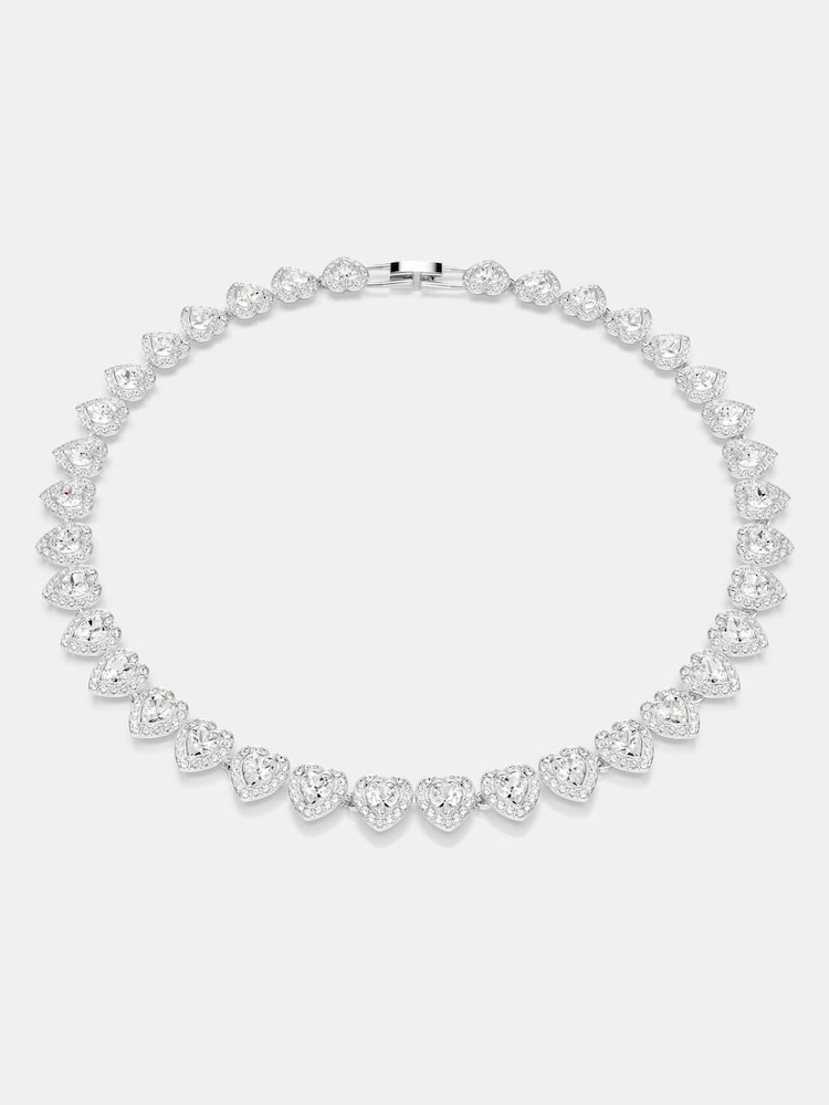 Swarovski White Tennis Necklace with Mixed Cuts Heart Rhodium Plated - Image 1 of 10