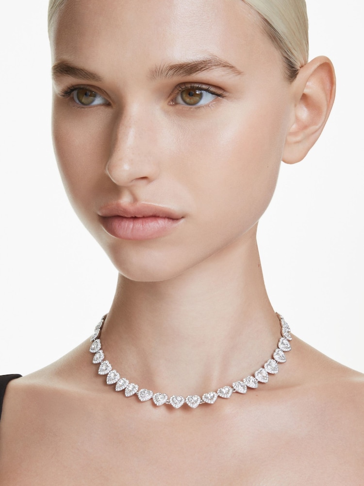 Swarovski Tennis Necklace with Mixed Cuts Heart Rhodium Plated - صورة 1 من 10 Swarovski Tennis Necklace with Mixed Cuts Heart Rhodium Plated - صورة 1 من 10