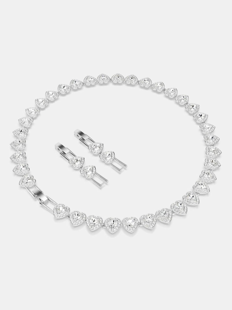 Swarovski White Tennis Necklace with Mixed Cuts Heart Rhodium Plated - Image 10 of 10