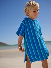 Blue/Green Stripe Towelling Zip Through Cover-Up (3mths-7yrs) - Image 1 of 9