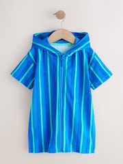 Blue/Green Stripe Towelling Zip Through Cover-Up (3mths-7yrs) - Image 5 of 9
