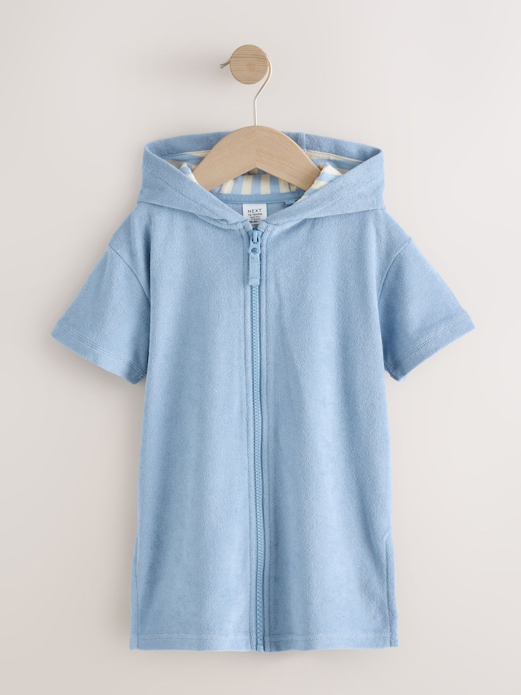 Blue Towelling Zip Through Cover-Up (3mths-7yrs) - Image 1 of 5 Blue Towelling Zip Through Cover-Up (3mths-7yrs) - Image 1 of 5