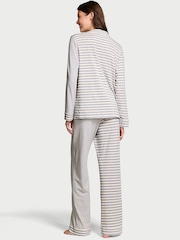 Victoria's Secret Medium Heather Grey & White Stripe Modal Long Pyjamas Set - Image 2 of 2