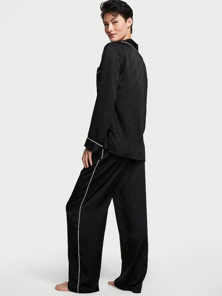Victoria's Secret Black Satin Long Pyjamas Set - Image 2 of 5