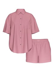 Victoria's Secret Nostalgia Rose Pink Herringbone Cotton Modal Short Pyjamas Set - Image 3 of 3