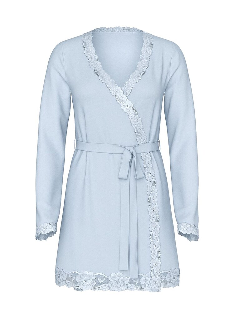 Victoria's Secret Palest Blue Modal Lace Trim Robe - Image 3 of 3