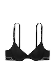 Victoria's Secret PINK Black Push Up Cotton Blend Logo Bra - Image 1 of 1