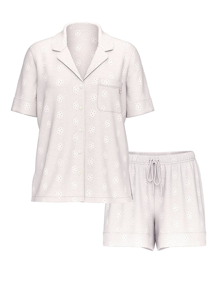 Victoria's Secret Coconut White Eyelet Modal Short Pyjamas Set - Image 3 of 3