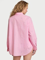 Victoria's Secret Parlour Rose Pink Stripe Cotton Diamante Pyjamas Shirt - Image 2 of 3