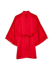 Victoria's Secret Lipstick Red Lace Inset Robe - Image 4 of 4