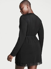 Victoria's Secret Black Modal Lace Trim Robe - Image 2 of 3