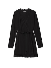 Victoria's Secret Black Modal Lace Trim Robe - Image 3 of 3