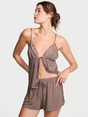 Victoria's Secret Cloudy Grey Modal Lace Flyaway Cami Set - Image 1 of 3