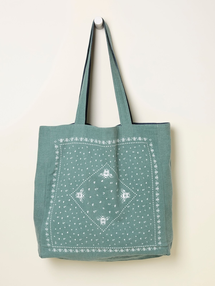 FatFace Navy Bee Bandana Print Reversible Tote Bag - Image 2 of 2