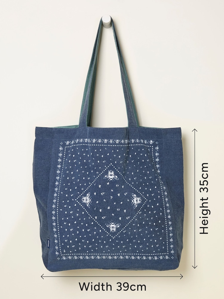 FatFace Navy Bee Bandana Print Reversible Tote Bag - Image 3 of 3