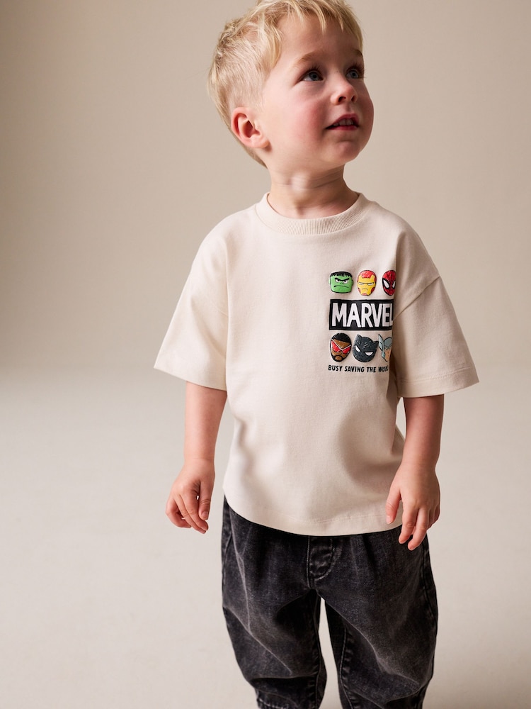 Light Grey Marvel Short Sleeve Cotton T-Shirt (3mths-8yrs) - Image 2 of 8
