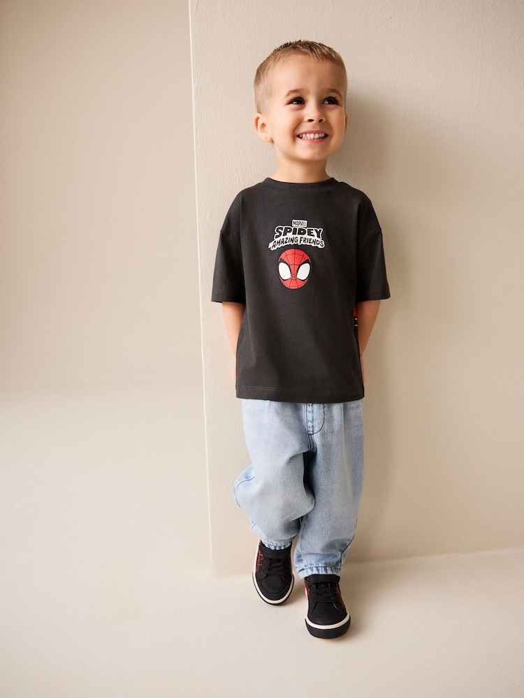 Charcoal Grey Spidey Marvel Short Sleeve Cotton T-Shirt (3mths-8yrs) - Image 2 of 7