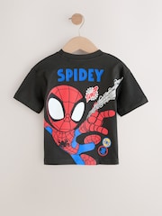 Charcoal Grey Spidey Marvel Short Sleeve Cotton T-Shirt (3mths-8yrs) - Image 5 of 7