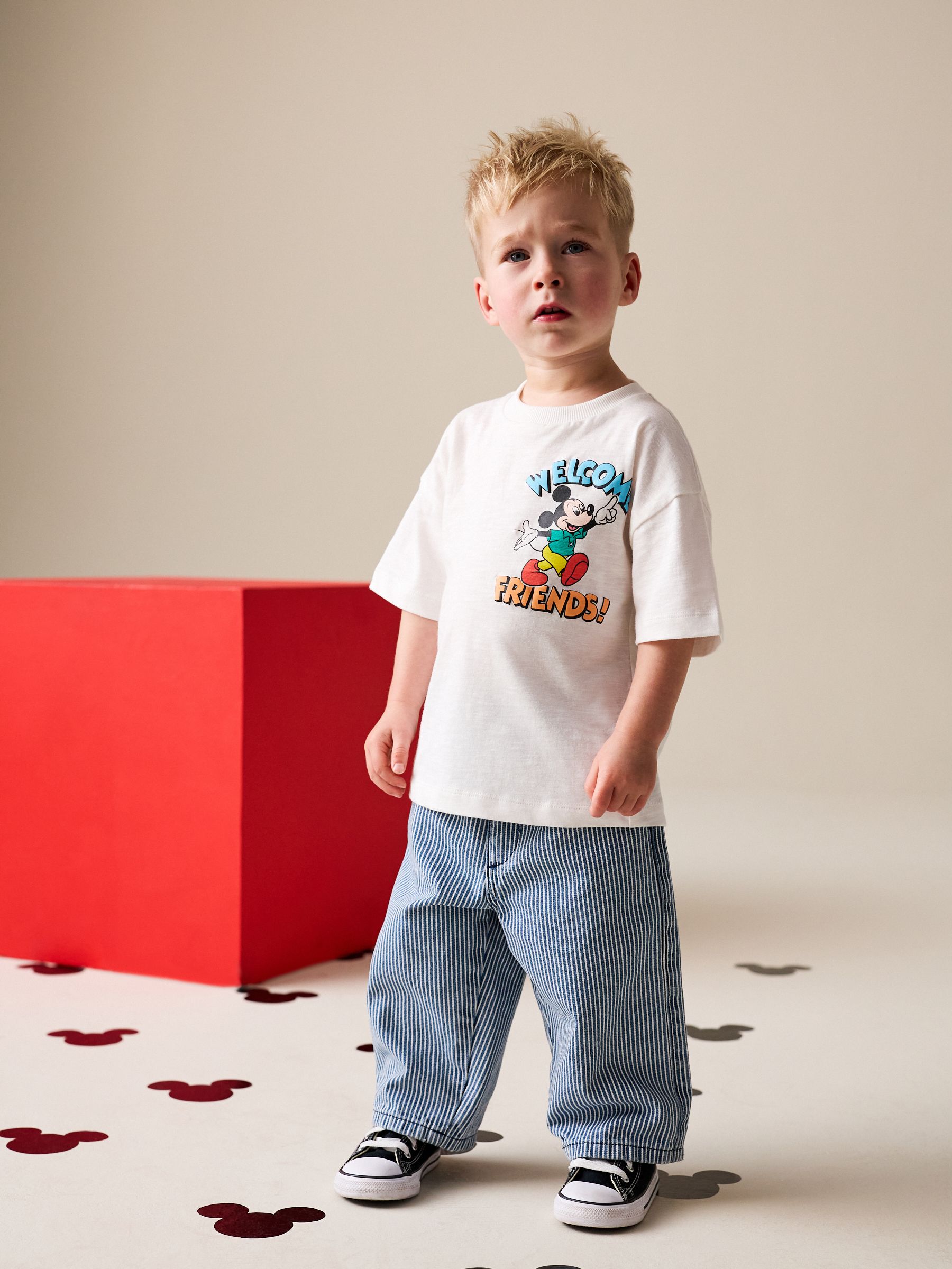Next：日本 ホワイト プリント - Mickey Mouse 半袖 Tシャツ（3か月～8