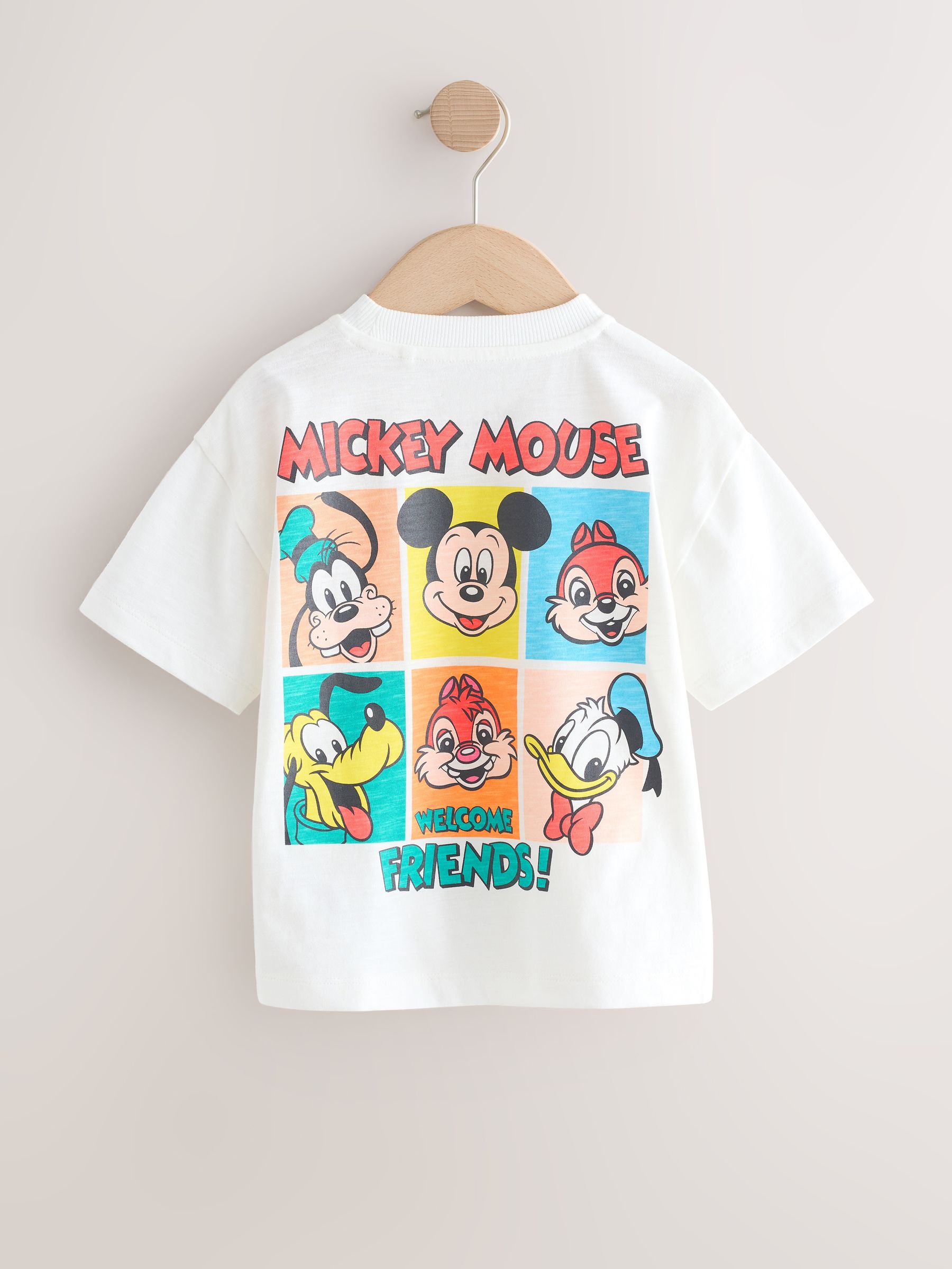 Buy White Printed Mickey Mouse Short Sleeve T-Shirt (3mths-8yrs