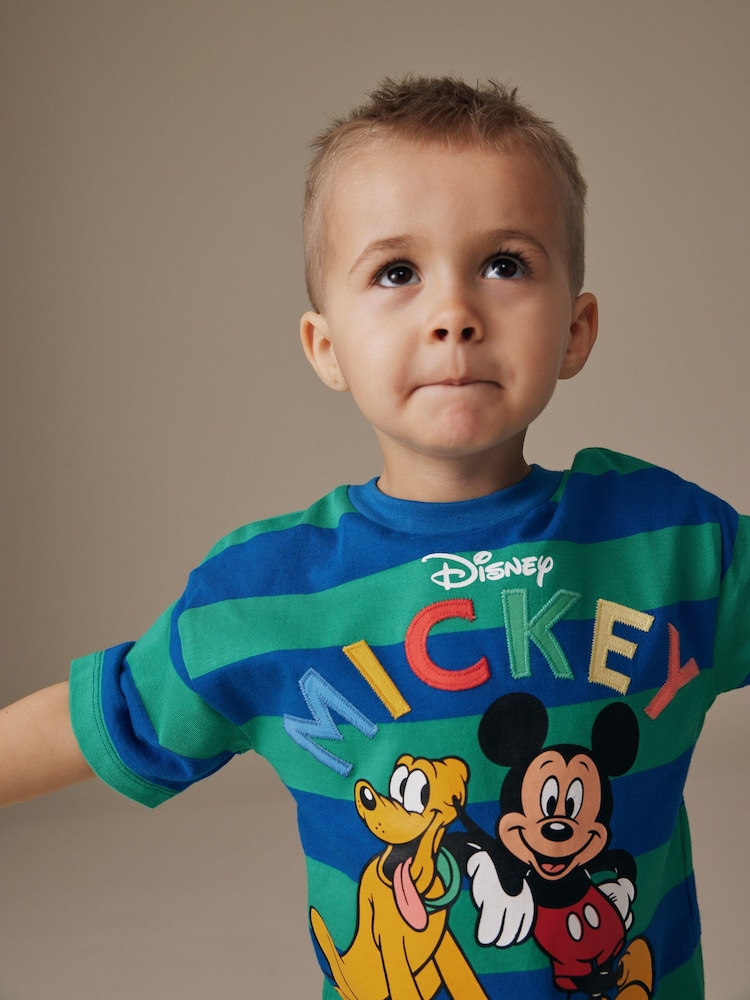 Blue/Green Mickey Mouse Short Sleeve T-Shirt (3mths-8yrs) - Image 1 of 3