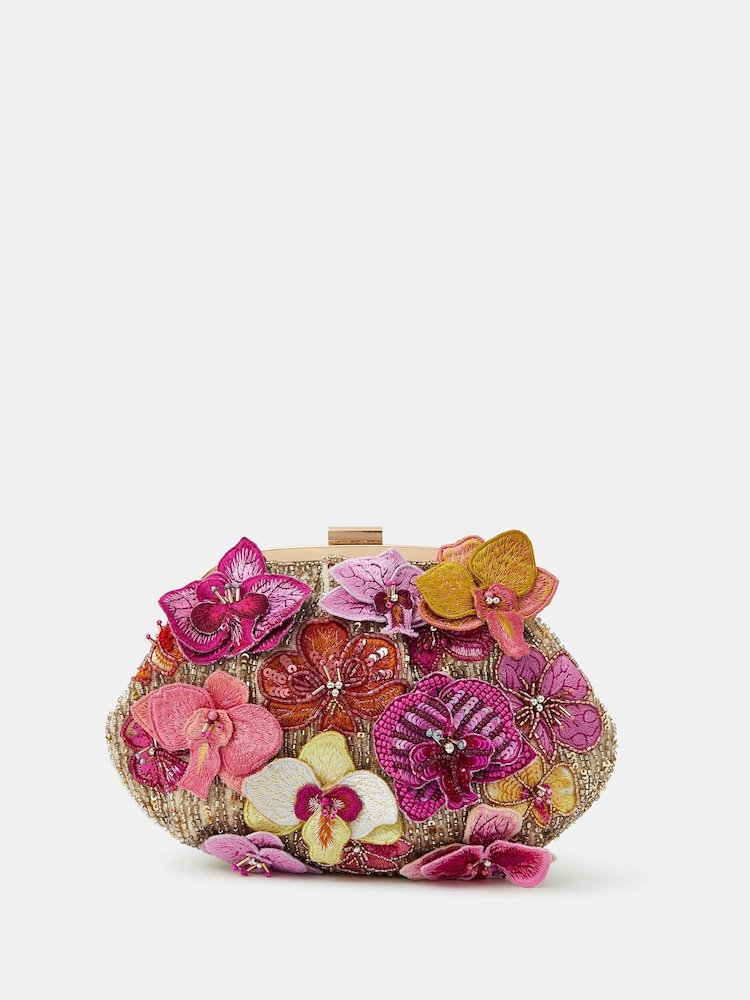 Accessorize Pink 3D Flower Embellished Clutch Bag - Image 1 of 2