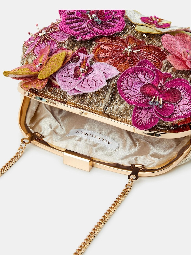 Accessorize Pink 3D Flower Embellished Clutch Bag - Image 2 of 2