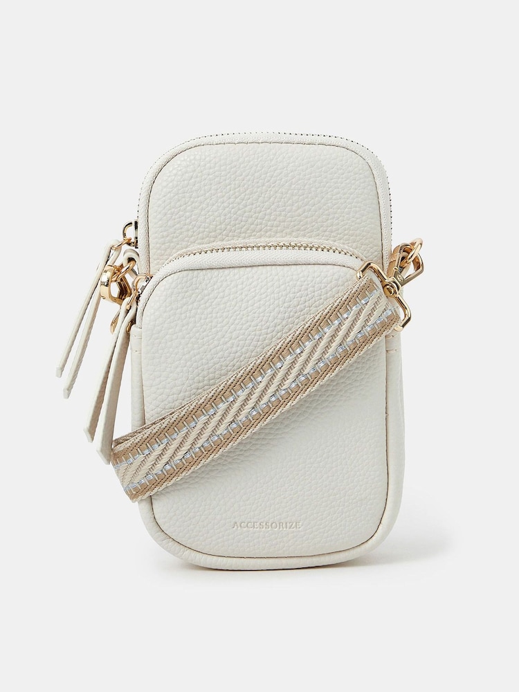 Accessorize Cream Webbing Strap Phone Bag - Image 2 of 5 Accessorize Cream Webbing Strap Phone Bag - Image 2 of 5
