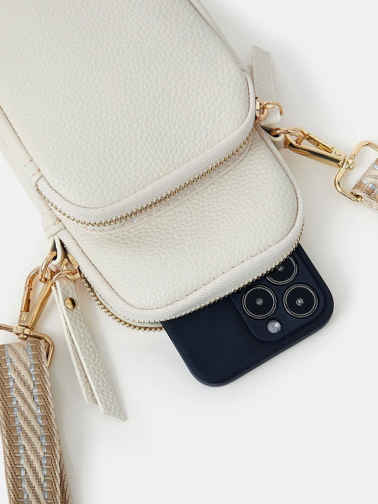 Accessorize Cream Webbing Strap Phone Bag - Image 5 of 5