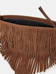 Accessorize Natural Suede Fringe Crossbody Bag - Image 2 of 2